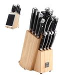 lief + svein German Steel Knife Block Set, 15-Piece Kitchen Knife Sets. German Stainless 1.4116 Steel. Unique Kitchen Knives Set with Ipad Holder. Ideal knife set with block and sharpener.