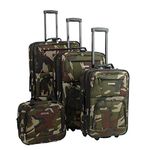 Rockland Luggage Journey Softside Upright Set, Camouflage, 4-Piece Set (14/19/24/28), Journey Softside Upright Luggage Set