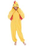 NEWCOSPLAY Animal Onesie Adult Pajamas Plush One Piece Cosplay Animal Costume Sleepwear (Yellow Chicken, Large)