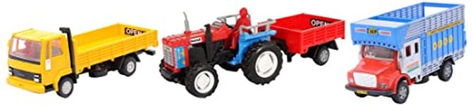 Centy Toys Cargo Pull Back Truck Plastic Public Truck -Red Trolley Tractor (Colors May Vary), Kid