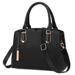 NUBILY PU Leather Purses for Women Top-Handle Handbag Branded Designer Handbags for Women Waterproof Shoulder Bag for Work Casual Womens Crossbody Tote Purse with Shoulder Strap Cute Satchel Bag Black