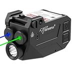 Votatu H1L-GB Laser Light Combo, 3 in 1 Strobe Green Blue Laser Sight with 750 Lumen Strobe Weapon Light for Pistol, Laser Beams for Handgun Picatinny Mount, Magnetic Rechargeable