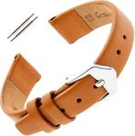 Gilden Ladies 10-14mm Classic Calfskin Fashion Color Flat Leather Watch Band F60, Tan, Silver-Tone Buckle, 13mm, Standard, Classic