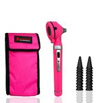 Cross Canada 11-080 Physician Fiber Optic LED Pocket Otoscope Diagnostic Set – Professional Otoscope for Physician, Medical Student, Nursing Student, Doctor, Nurse (Pink)