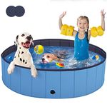 T2Y Dog Paddling Pool, 2024 Upgraded Dog Pool with 6mm High-Strength PP Board, Quick to Set Up and Drainage Hole, Thickened Bottom Padding Pool Suit for Small Large Dogs(120x30 cm Blue)