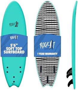 Rock-It Alberto 5ft6 Soft Top Surfboard, Surf Board for Kids, Tabla De Surf, Kids Surfboard, Surfing Board Designed for Beginners - Innovative Design for Safety & Easy to Paddle (Teal)