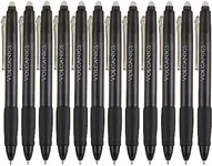 Volcanics Retractable Clicker Erasable Gel Pens - 0.7mm Ball Point, Heat Erase with Built-in Eraser, 12 Pack Black