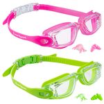 Kids Swim Goggles 2 Pack Swimming Goggles Anti Fog Anti-UV for Child Teens Youth