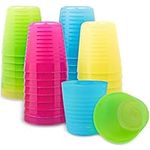 32 Pieces Kids Cups Plastic Cups, 8 oz Reusable Cups Kids Drinking Cups Stackable Plastic Tumblers Colorful Cups Set Water Glasses for Kids for Children Adults Dishwasher Safe