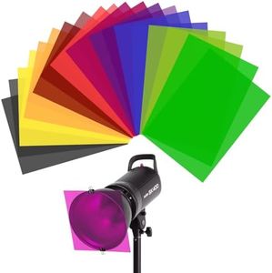 WEINIDASI 20 Pezzi Filtri Colorati Trasparenti Gelatine Fotografiche Sovrapponibili Filtri Colorati per Faretti Led 10 Colori Filtri per Luce LED Studio flash Fotografico Correzione Colore, A4