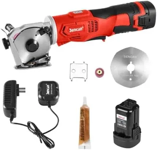 SENCAN Cordless Rotary Fabric Cutter, Multi-layer Electric Fabric Scissors with 1"Cutting Thickness, for Leather and Carpet, with 1 Battery, Cordless shear 14.4V, with 2pcs blades
