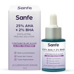 Sanfe 25% AHA + 2% BHA Peeling Solution For Face & Body | Exfoliates, De-tan & Removes Ingrown Hairs | Serum | 10min Treatment, 30ml 1.5% W/w Salicyric Acid