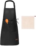 Viedouce Apron Cooking Kitchen Waterproof, Adjustable Chef Apron with Pockets for Home, Restaurant, Craft, Garden, BBQ, School, Coffee House, Apron for Men Women (1x Apron+ 1 x Kitchen Towel)