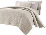 Chezmoi Collection Austin 3-Piece Oversized Bedspread Coverlet Set (Queen, Ivory)