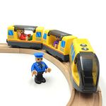 Battery Train Magnetic Connection Inter City Train with Figures for Wooden Train Track Toys Locomotive Train Toys for Toddlers 3 4 5 Year Old Kids (No-Include Battery and Track)