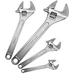 WAIZHIUA 4Pcs Adjustable Spanner Set, 4 Sizes Adjustable Wrench Set Multifunctional Carbon Steel Shifter Spanners for Home Bathroom Garage Maintenance Repair(6in/8in/10in/12in)