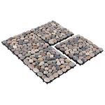 PURE ERA Pebble Interlocking Floor Deck Tiles Polished Real Stone Tile Indoor Outdoor Use 12”x12” (4Pcs, 4 sq. Ft, Natural Pebble)- Great Upgrade to Patio Backyard Pathway