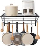 AIWFL Pots Hanging Rack, Wall Mounted Pot Racks and Pan Hanger, Pans Organiser with 10 S Shape Hook Kitchen Storage for Utensils, Cookware, Plants