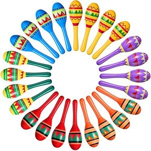 Civaner 24 Pcs Mini Fiesta Maracas for Adults Cinco De Mayo Maracas Mexican Party Decorations 6 Designs Maracas Party Favors for Mexican Party Props, 4.92 x 1.38 Inch