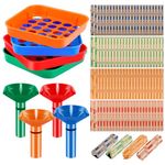 Cholemy 1608 Pcs Coin Sorter Tray and Coin Counter Tube, 4 Color Coded Coin Sorting Tray and 4 Coin Sorters Tubes, Bundle with 1600 Pcs Assorted Coin Wrappers for Most Coins