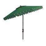 SAFAVIEH Outdoor Collection Elegant Valance Hunter Green/White 9FT Auto Tilt Umbrella