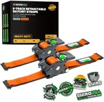 Rhino USA 2”x10’ Retractable E-Track Ratchet Straps: 3033lb Max Break Strength Compatible with E Track Rail Systems only– Perfect for UTV’s, ATV’s and Other Cargo (Orange - 2 Pack)