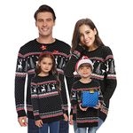 Totatuit Family Matching Christmas Sweater Reindeer Snowflakes Sweater Pullover for Women/Men/Boys/Girls Black