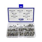 HFS(R) 120pcs M3 M4 M 5 M6 M8 M10 M12 Wire Thread Inserts Steel Sheath Helicoil Type Screw Repair Sleeve Assortment Kit with Plastic Box