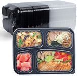 EKOSAVOR Meal Prep Container, 4 Compartment 40 Pack 34oz - Reusable Bento Boxes for Food Storage and Portion Control - To Go Containers for Meal Planning - BPA Free Microwave and Freezer Safe