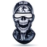 Optifit® Black Balaclava Fun Skull Face Mask Outdoor Windproof All Cover Hat Quick Dry Face Mask Hat Motocycle Riding Gear Sun Portection Balaclava Face Mask for Outdoor Activities