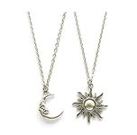 Ziper Moon and Sun Friendship Pendant Necklace BFF Jewelry Necklaces,gift for women sun charm, Metal