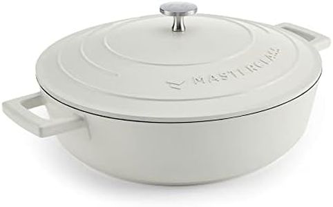 MasterClass Shallow Casserole Dish with Lid, Hob to Oven to Table Casserole Pan, Ultra Lightweight, Optimum Heat Conduction, 4L, Cream