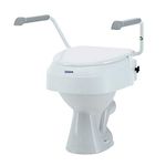 Toilet Seat Raiser with Armrests - Invacare Aquatec 900 Toilet Seat Raiser Lid - Raised Toilet Seats for Elderly - White - Raises Seat by 100mm