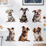 Six Breeds of Puppies Wall Stickers, sacinora DIY Dogs Wall Decals Dalmatian Husky Border Collie French Bulldog Papillon Removable Vinyl Peel and Stick for Living Room Bedroom Nursery Home Decorations