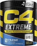 C4 Extreme Pre Workout Powder Icy Blue Razz | Sugar Free Preworkout Energy Supplement for Men & Women | 200mg Caffeine + beta Alanine + Creatine | 60 Servings