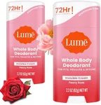 Lume Deodorant Cream Stick - Underarms and Private Parts - Aluminum-Free, Baking Soda-Free, Hypoallergenic, and Safe For Sensitive Skin - 2.2 Ounce (Pack of 2) (Peony Rose)