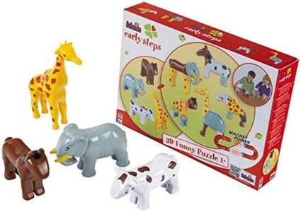 Theo Klein 77 Funny Puzzle Puzzle Magnetico, 4 Animali, I Pezzi del Puzzle vengono collegati tra Loro Tramite Calamite, Giocattolo per Bambini a Partire da 1 Anno