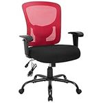 BestOffice Big and Tall Office Chair 400lbs Cheap Desk Chair Mesh Computer Chair with Lumbar Support Wide Seat Adjust Arms Rolling Swivel High Back Task Executive Ergonomic Chair for Women Men (Red)