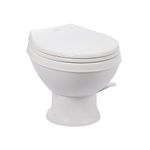 Dometic Essential Model 401 RV Toilet – Universal Fit & 2-Bolt Mount, Heavy-Duty Plastic Bowl, Low-Profile, Gravity Flush Toilet with Soft-Close Seat 13–5/8" Seat Height White