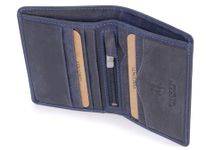 VISCONTI - Men's Small Bifold Leather Wallet - RFID Protected - 6 Credit Card Slots, Note Section & Coin Pocket - Gift Boxed - 705 Arrow - Oil Blue