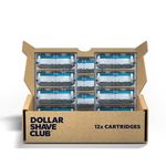 Dollar Shave Club 6-Blade Razor Refill Cartridges, Silver/Blue, 12 Count