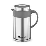 Mumma's LIFE Insulated Steel Flask | Insulated Tea Pot Kettle Thermos Water Jug | Hot & Cold | Leak-Proof Lid | Thermoware | Food Grade Plastic | High Grade Stainess Steel | Fat Boo Grey (1500ML)