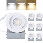 CSACCT LIGHT 4 Inch 3CCT 9W Ultra-Thin Gimbal LED Recessed Pot Lights with Junction Box, 3000K/4000K/5000K Selectable, CRI 80+, 900LM Dimmable IC-Rated LED Slim Ceiling Lighting (6 Pack)