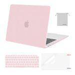 MOSISO Compatible with MacBook Air 13 inch Case M1 2021 2020 2019 2018, Hard Shell for MacBook Air M1 Case 13.3 inch A2337 A2179 A1932 & Keyboard Cover & Screen Film & Storage Bag, Rose Quartz