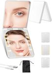 Compact Mirror, Rechargeable 30X Magnifying Mirror with 3 Lighting Modes & Dimmable Brightness, Portable Travel Makeup Mirror with Light, Essentials for Travel, Pocket, Purse, Gifts for Women White