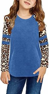 Ebifin Girls Casual Short/Long Sleeve T Shirts Kids Loose Soft Striped Color Block Tunic Tops, Tees Blouses Size 4-15 Years G-Blue