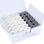 New brothread 144pcs (96White + 48Black) 60S/2(90WT) Prewound Bobbin Thread Plastic Size A SA156 for Embroidery and Sewing Machine Polyester Thread Sewing Thread