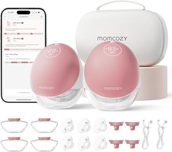 Momcozy Breast Pump Hands Free Upgraded Mobile Flow | M9, App Discreet Control with Personalized Multi-Modes & 15 Levels, Wearable Breast Pump 24mm (Cozy Red, 2 Count)