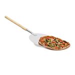 Relaxdays Round 30.5 cm x 79 cm, Ovens with Long Handle Pizza Lifter Also Suitable As Baking Peel and Furnace Paddle, Metal and Wood, Steel, Grey, 79 x 30 x 3 cm