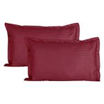 Trance Home Linen 200 TC Cotton Large Size 20x30 inch Satin Stripe Pillow Covers | Pillow Cases | Set of 2 Piece Pillow Covers only |Large Size (Deep Wine, 20 X 30 inch)